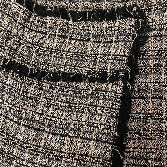 IRO Paris Beige Black Zip Up Layered Front Boucle Fringe Pencil Skirt Tweed 36 - Picture 2 of 7